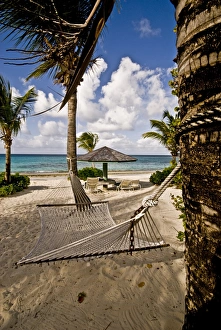 Images Dated 27th March 2008: A hammock on an empty beach, Antigua, Leeward Islands, West Indies, Caribbean