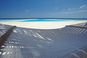 Images Dated 14th April 2009: Hammock on the beach, Maldives, Indian Ocean, Asia