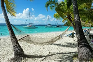 Vacations Prints: Hammock hanging on famous White Bay, Jost Van Dyke, British Virgin Islands, West Indies