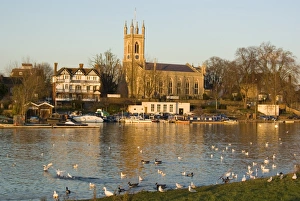 Hampton Prints: Hampton church and River Thames, Surrey, England, United Kingdom, Europe