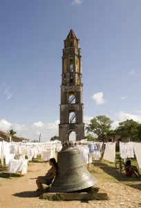 Chime Prints: Hand crafted linens for sale beside the Manaca Iznaga Estate Tower