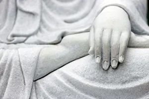 Still Life Prints: Hand of marble statue of the Goddess of Mercy and Compassion