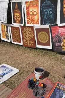 Posters Prints: Hand painted posters, Night Market, Luang Prabang, Laos, Indochina, Southeast Asia, Asia