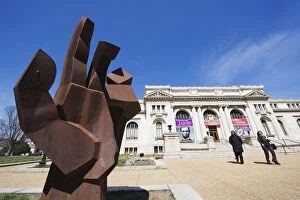 Hand sculpture in front of Public Library, Washington D.C. United States of America