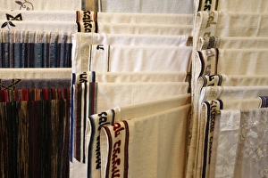 Galilee Prints: Hand-woven taleths (prayer shawls), Safed, Galilee, Israel, Middle East