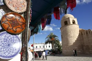 Pottery Prints: Handicraft shop outside the Great Mosque, Place de la Grande Mosque, Medina