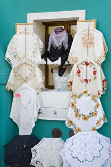Small Business Prints: Handmade lace on Burano Island, Venice, Veneto, Italy, Europe