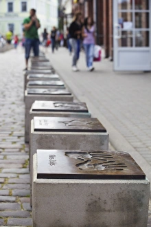 Images Dated 13th August 2009: Handprints of Latvian rock stars, Liepaja, Western Latvia, Latvia, Baltic States, Europe