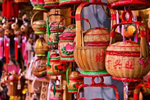 Goods Prints: Handwoven bamboo baskets in shop in Paifang Street