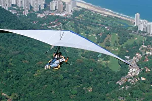 Leisure Activity Prints: Hang-glider after taking off from Pedra Bonita, Rio de Janeiro, Brazil, South America