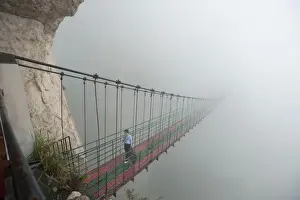 Yandang Mountains Prints: Hanging bridge at the Divine Cliffs, North Yandang Scenic Area, Wenzhou, Zhejiang Province