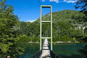 Hanging bridge in the Los Alerces National Park, Chubut, Patagonia, Argentina, South America