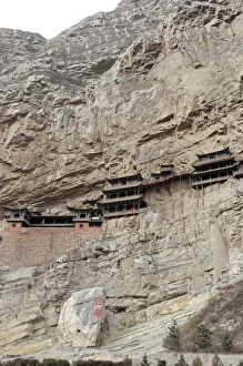 The Hanging Monstery (Xuankong Si), founded in the 6th century AD, near the Pass of the Golden Dragon (Jinlong Kou), 30 m above the valley floor, Hunyan, Shanxi