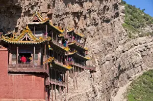 Shanxi Prints: The Hanging Temple (Hanging Monastery) near Mount Heng in the province of Shanxi