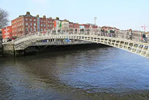 Cityscape View Prints: Ha'penny Bridge, historic pedestrian bridge built 1816