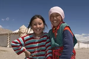 Two happy girls, Pamir Highway, Tajikistan, Central Asia, Asia