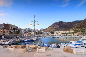 Sicily Prints: Harbor at sunrise, Castellammare del Golfo