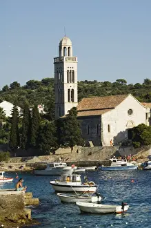 Franciscan Prints: Harbour area, and 15th century Renaissance Franciscan monastery, Hvar Island