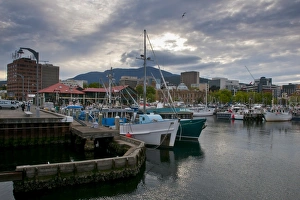Tasmania Prints: The harbour area of Hobart, Tasmania, Australia, Pacific