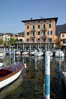 Lombardy Prints: Harbour and boats, Iseo, Lake Iseo, Lombardy, Italian Lakes, Italy, Europe