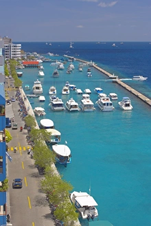 Maale Prints: The harbour of the capital, Male, Maldives, Indian Ocean, Asia