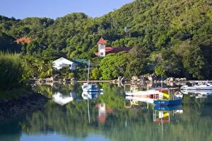 Images Dated 4th May 2009: The harbour and church, Baie Sainte Anne, Baie Sainte Anne district, Island of Praslin
