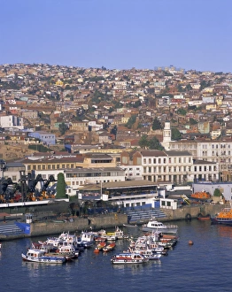 Chilean Prints: Harbour and city, Valparaiso, Chile, South America