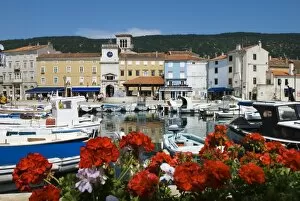 Harbour and clock tower, Cres Town, Cres Island, Kvarner Gulf, Croatia, Adriatic, Europe