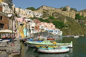 Southern Italy Prints: Harbour of Corricella, Procida Island, Campania region, Italy, Europe