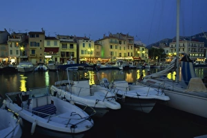 Harbour at dusk, Cassis, Bouches-du-Rhone, Cote d Azur, Provence, France