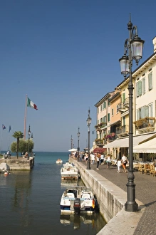 Italian Lake Prints: Harbour entrance and quayside cafes