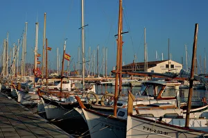 Mallorca Prints: Harbour in the evening, Puerto Pollensa, Mallorca, Balearic Islands, Spain