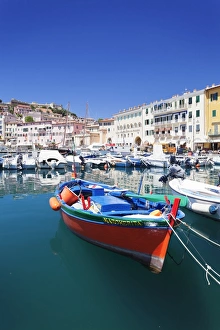 Elba Prints: Harbour with fishing boats, Portoferraio, Island of Elba, Livorno Province, Tuscany