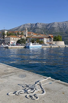 Rope Prints: The Harbour and Korcula Town, Korcula, Dalmatia, Croatia, Europe