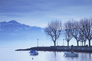 Lake Geneva Prints: Harbour on Lake Leman (Lake Geneva), Ouchy, Lausanne, Vaud, Switzerland, Europe