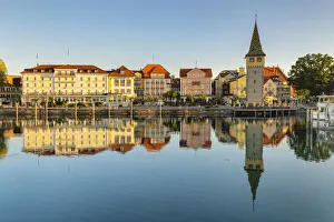 Lindau Prints: Harbour front and Mangturm Tower, Lindau, Lake Constance, Bavaria, Swabia, Germany