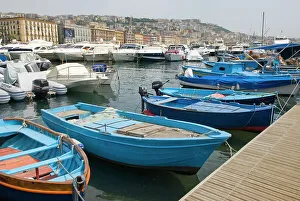 Watercraft Prints: Harbour of Mergellina, Chiaia district, Naples, Campania region, Italy, Europe
