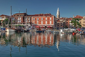 Sailboats Prints: Harbour at the old town of Izola, Primorska, Slovenia
