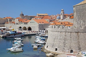 City Wall Prints: Harbour. Old Town, UNESCO World Heritage Site, Dubrovnik, Dalmatia, Croatia, Europe