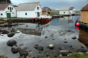 Traditionally Norwegian Prints: Harbour, Rott island, off Stavanger, Norway, Scandinavia, Europe