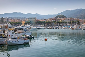 Masts Prints: Harbour, Sanremo (San Remo), Liguria, Italy, Europe
