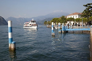 Lake Iseo Prints: Harbour and sightseeing boat, Iseo, Lake Iseo, Lombardy, Italian Lakes, Italy, Europe