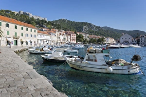 Hvar Island Prints: Harbour and Spanish Fortress, Hvar, Hvar Island, Dalmatia, Croatia, Europe