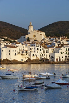 Costa Brava Prints: Harbour and town, Cadaques, Costa Brava, Catalonia, Spain, Mediterranean, Europe