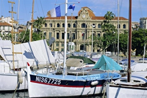 Cannes Prints: Harbour and town hall, Cannes, Cote d Azur, Alpes-Maritimes, Provence, France