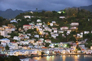 Town Houses Prints: Harbour and town houses, St. Georges, Grenada, Windward Islands, West Indies