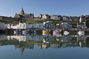 17th Century Prints: Harbour and upper town, Granville, Normandy, France, Europe