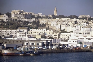 Tangier Prints: Harbour view to old town and kasbah