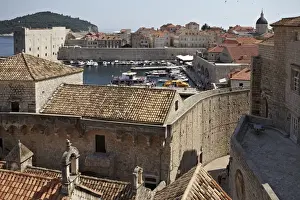 Walled Prints: The harbour and the Walled City of Dubrovnik, UNESCO World Heritage Site, Croatia, Europe
