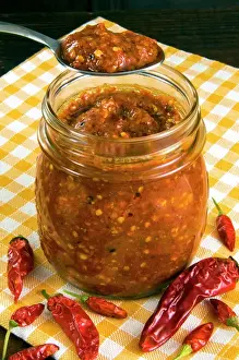 Spoon Prints: Harissa (hot chilli sauce), a common ingredient in meat or fish stews with vegetables